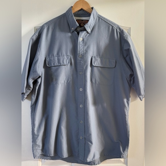 EUC Duluth Trading Ripstop Venting Short Sleeve Button Shirt LT Blue Workwear - Picture 1 of 14